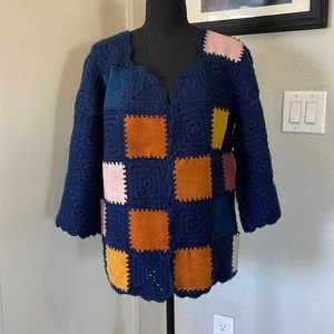 Vintage crochet patchwork cardigan
